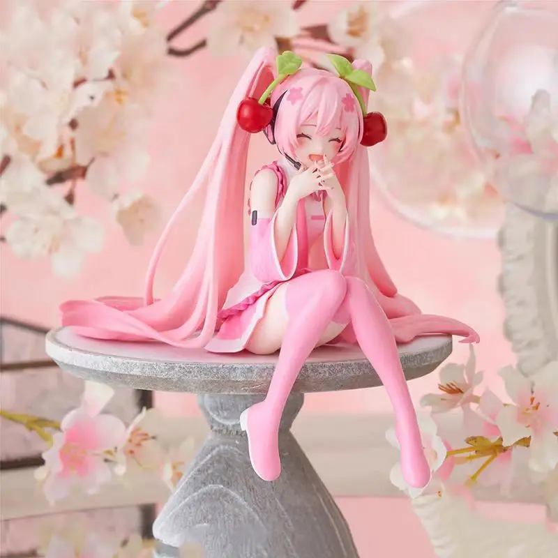 New Hatsune Miku Anime Figures Pink Dress PVC Model Action Toys Cherry Pink Cherry Blossom Decoration Collect Fans Gifts