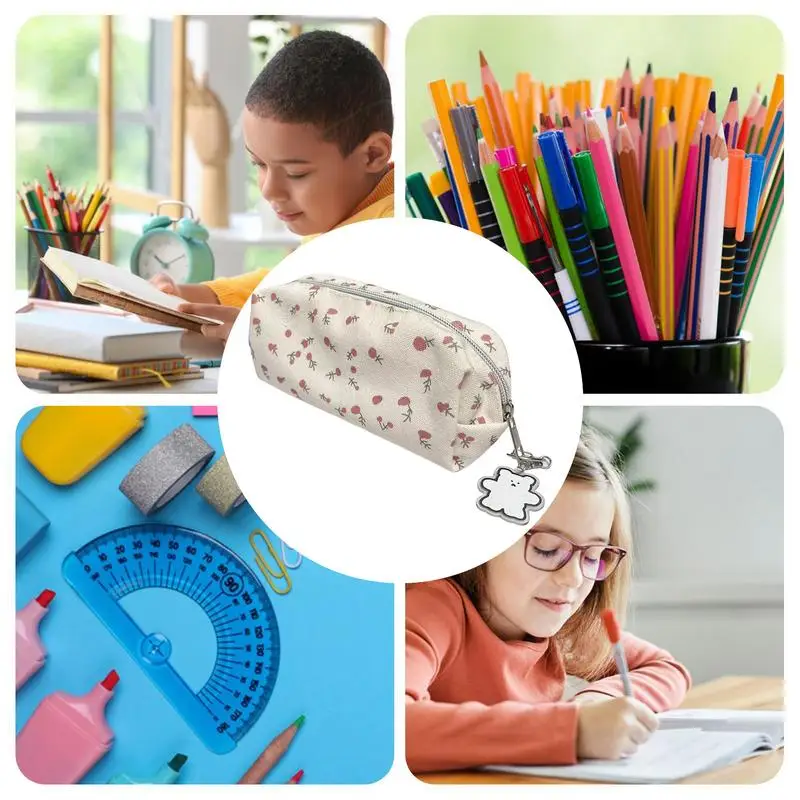 Милый цветочный карандаш, чехол для ручек, милая многофункциональная модная вместительная элегантная сумка для туалетных принадлежностей на молнии для девочек-подростков