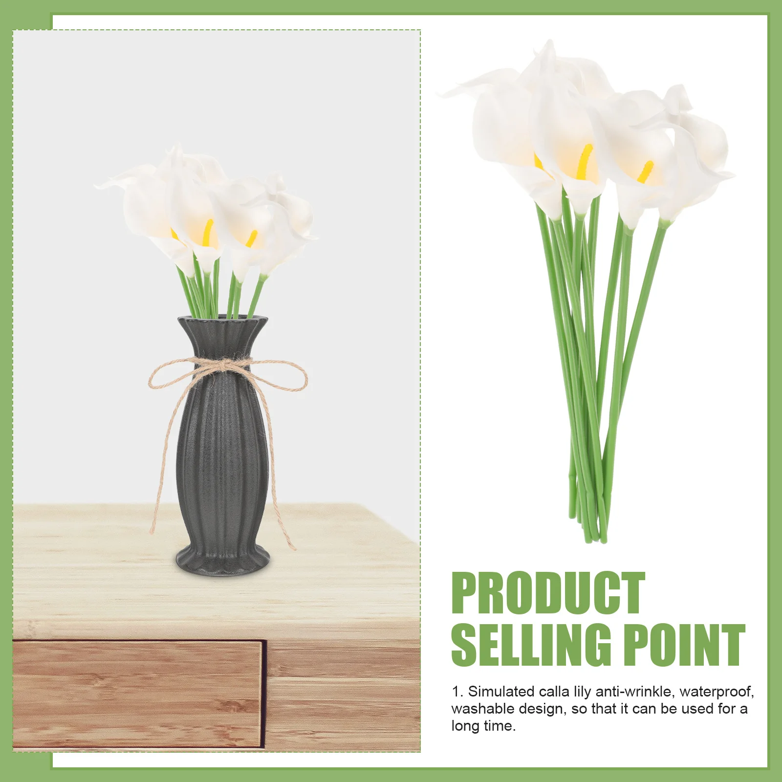 

10pcs Realistic Artificial Pu Calla Lily Flower Bouquets 35Cm White Lifelike Wedding Bridal Bouquet For Home Party Decoration