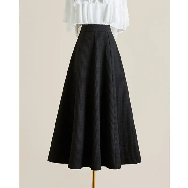 Black Half For Women, Spring And  New High  Slimming Fashion Mid  Pear Shape Covering A-Line