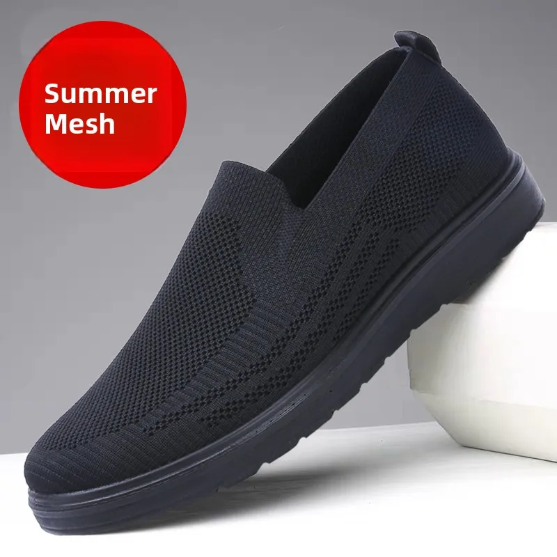 

Мужские летние дышащие мягкие боты без шнуровки в Пекине Cloth oes, однотонные, с круглым носком, на плоской подошве, эксклюзивные в Интернете