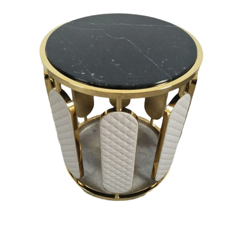 Light luxury simple stainless steel corner few modern exquisite marble countertop round edge few