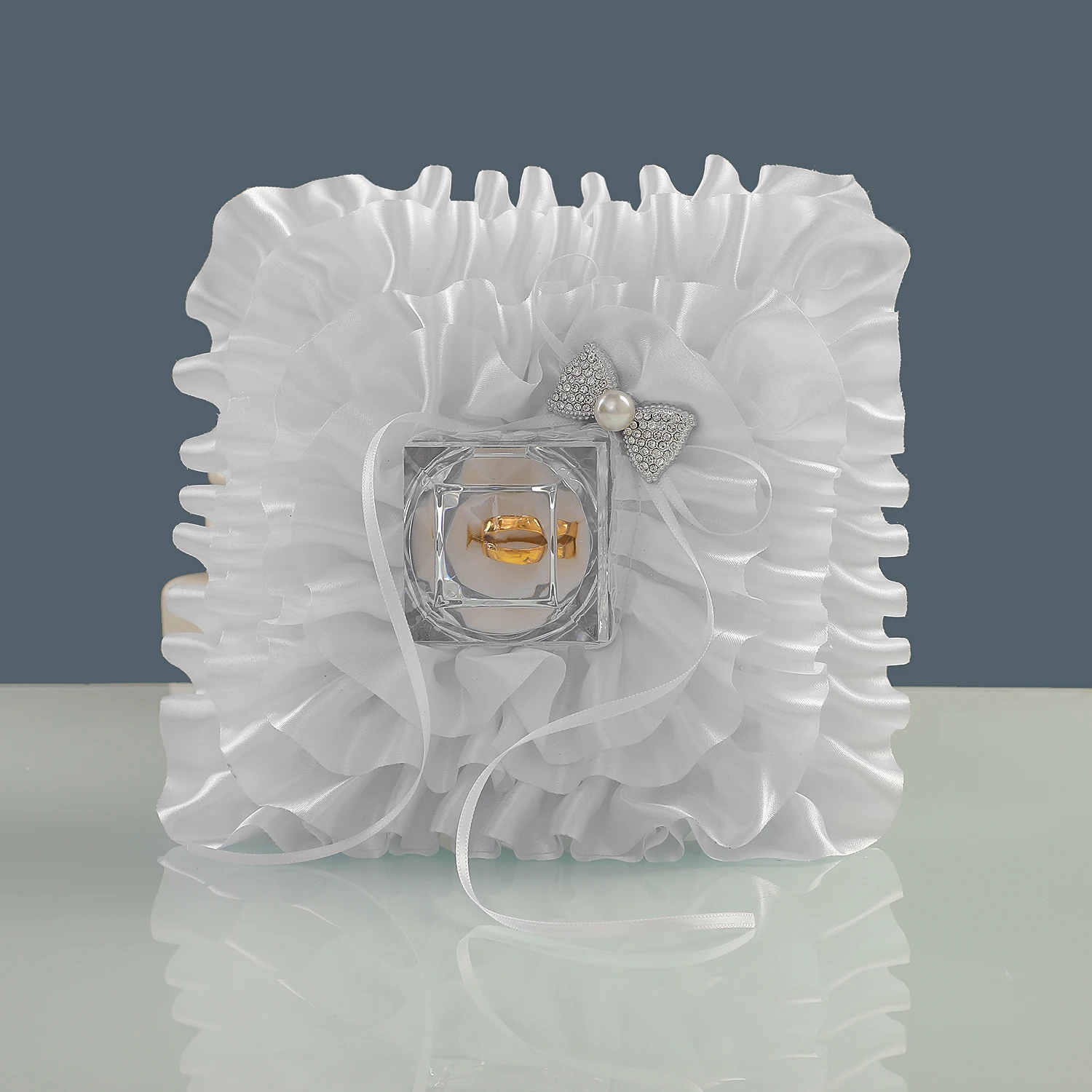 صندوق حامل خاتم الزواج على شكل قلب صندوق مجوهرات لحفل الزفاف تصميم أنيق من الدانتيل لمستلزمات الزفاف