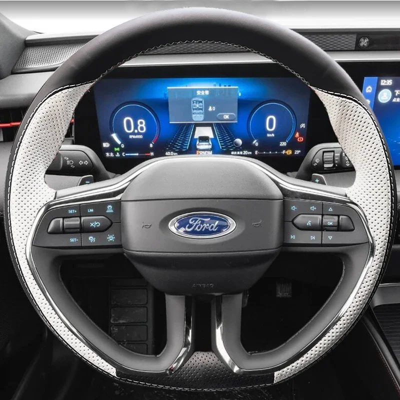 

Hand-Sewn Leather Car Steering Wheel Cover for Ford Mondeo Interior Auto Accessories