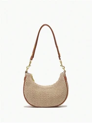 New summer fashion simple straw moon bag, shoulder bag, armpit bag