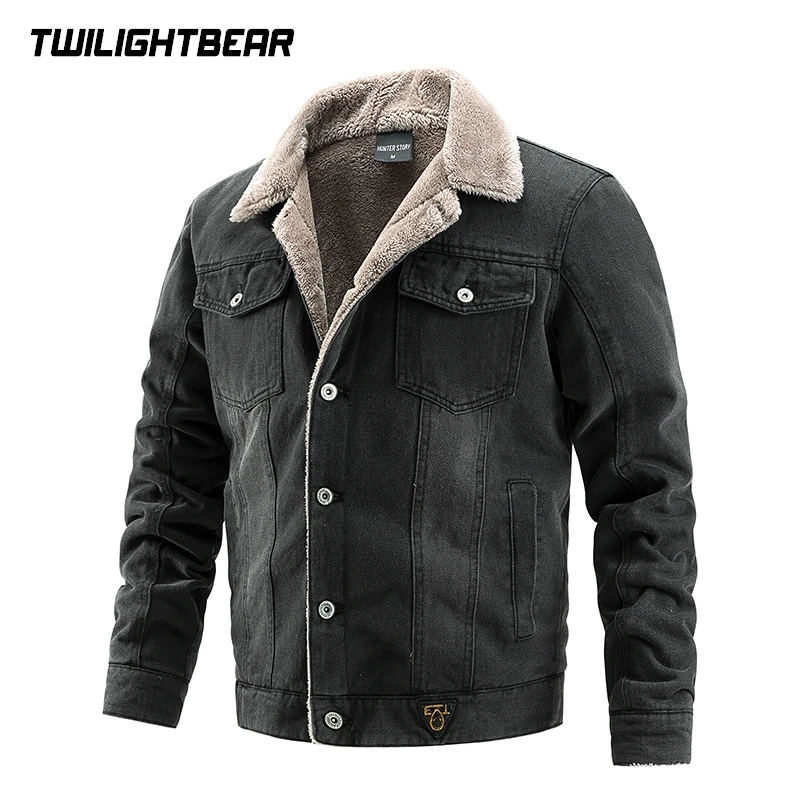 

Зимние мужские джинсовые куртки, флисовая ковбойская куртка, модная повседневная куртка высокого качества, мужская одежда, утепленное пальто A5F106