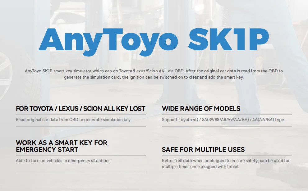 Xtool AnyToyo SK1P Smart Key Simulator für Toyota 8A/4A Smart Key Programmierung & Datensammler, kompatibel mit XTOOL KC100 / KC501 Schlüssel – Detail 3