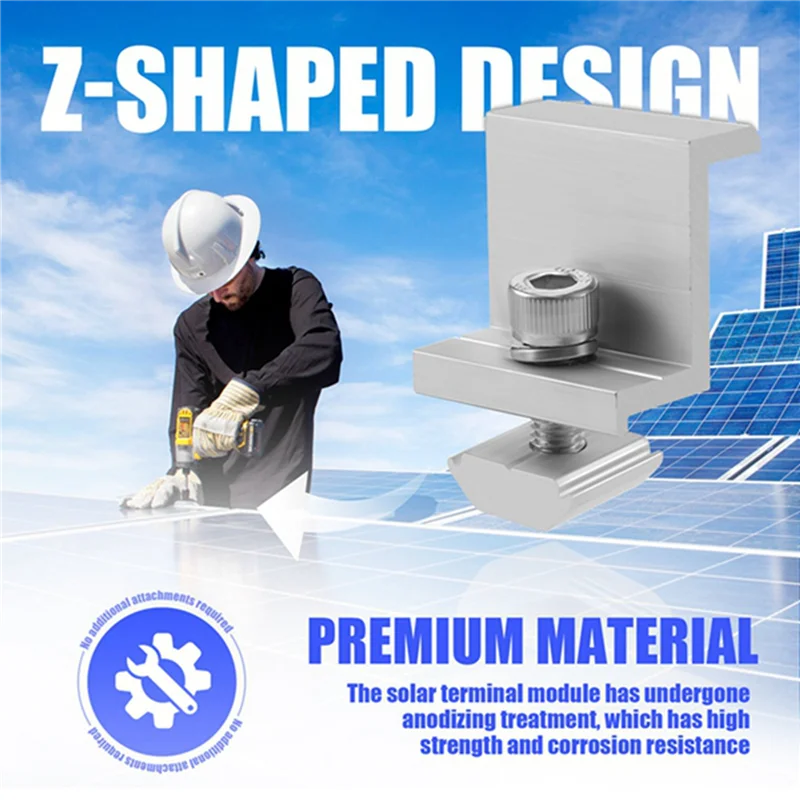 

AB66-Solar Panel Mounting Brackets,16Pcs Aluminum Solar Panel End Clamp 30-45Mm Adjustable H, Solar Panel Mount