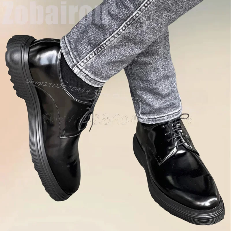 

Black Cross Tied Patent Leather Men Oxford Shoes Fashion Lace Up Men Shoes Luxury Handmade Party Banquet Office Men Dress Shoes