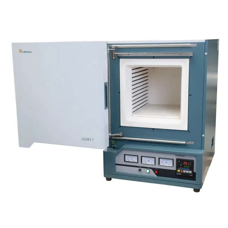 Lab Big Trade Programmed Ceramic Fiber 1200 1400 Degree High Temperature Box Muffle Furnace with Smoke Exhaust