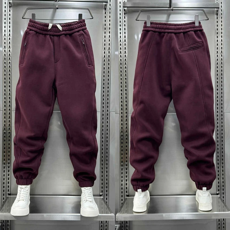 

Men's Autumnal Casual Sports Sweatpants with kets And Zipper Cuffed Loose Fit Harlan Pants Pure Color Dstring Long Trou...