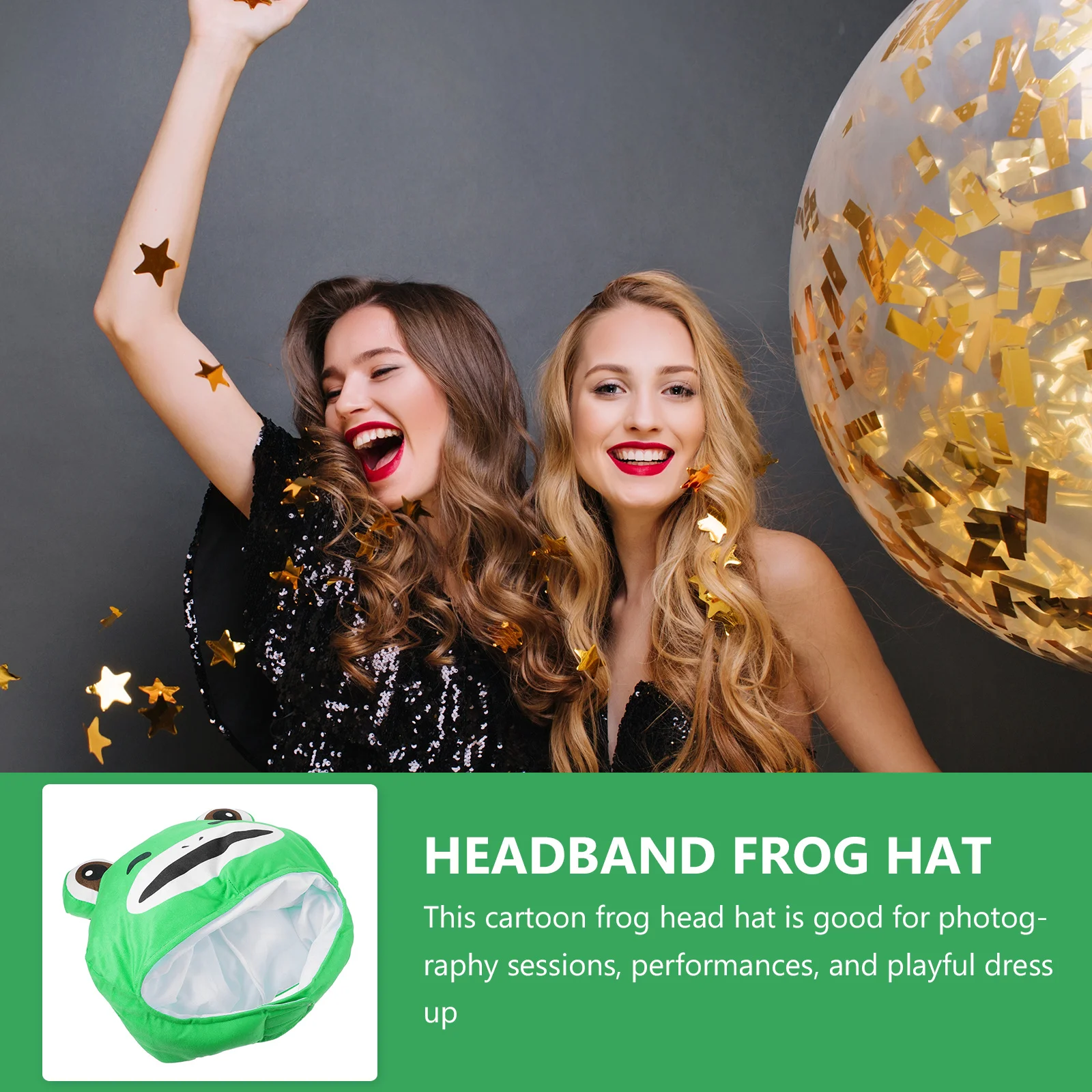 Cute Cartoon Frog Head Hat Adjustable Size for Adults Photography Performance Funny Dress Up Frog Costume