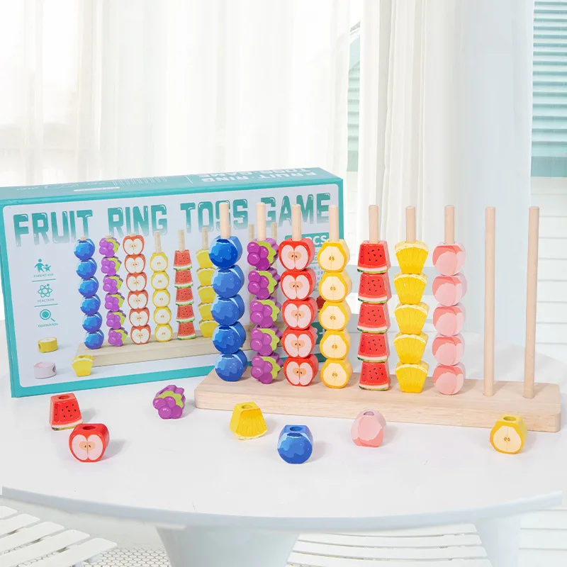 어린이 교육용 초기 학습 과일 모양 링 게임 색상 인식 퍼즐 블록 장난감 어린이 인지 발달용