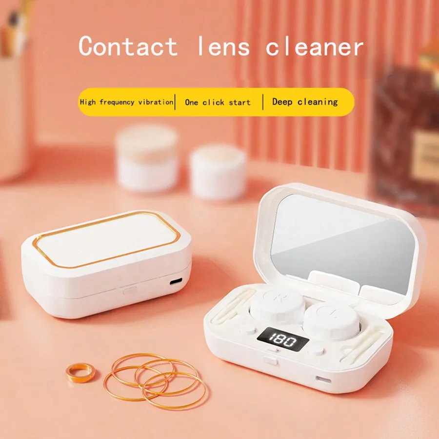 Contact Lens Cleaner Machine, Portable Ultrasonic Contact Lens Cleaner with USB Charger, Fit Disposal Soft Lens, Colored Contact