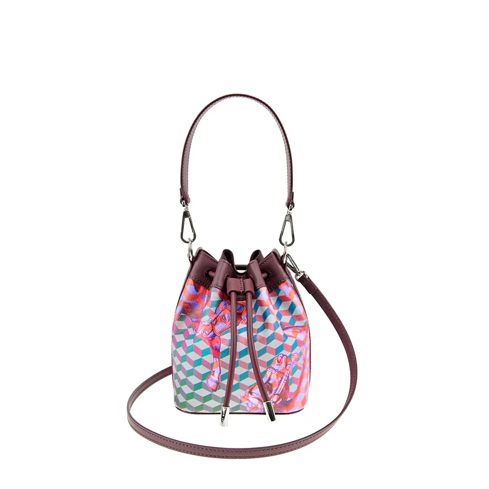 

2026 New Colorful Horse Print Bucket Bag for Women Mini Drawstring Crossbody Bag Shoulder Handbag with Detachable Strap