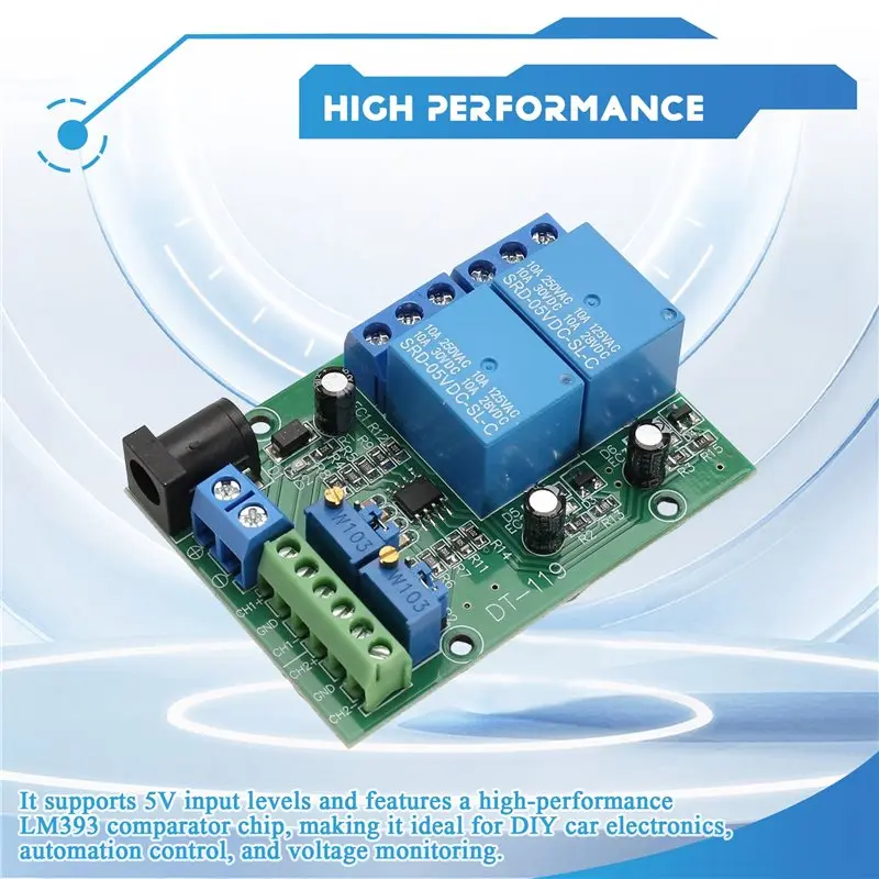 M52K-LM393 2CH DC Voltage Comparator Module 5V Relay Board 2 Channel For Automotive Circuit Modification Circuits