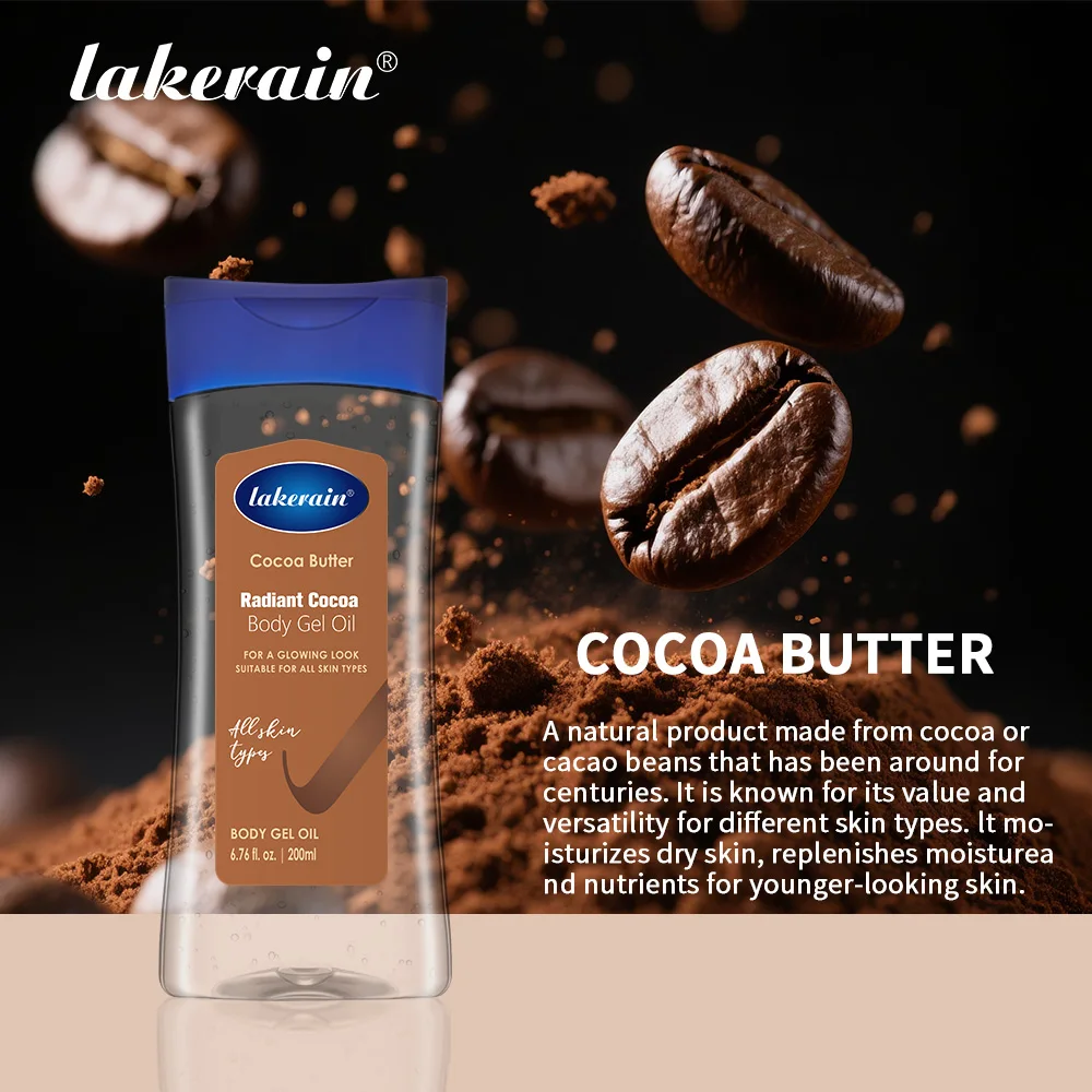 Lakerain زيت جل الجسم بالكاكاو للعناية بالبشرة ترطيب عميق 200 مللي زيت الجسم زبدة الكاكاو ترطيب راديان لجميع أنواع البشرة #5