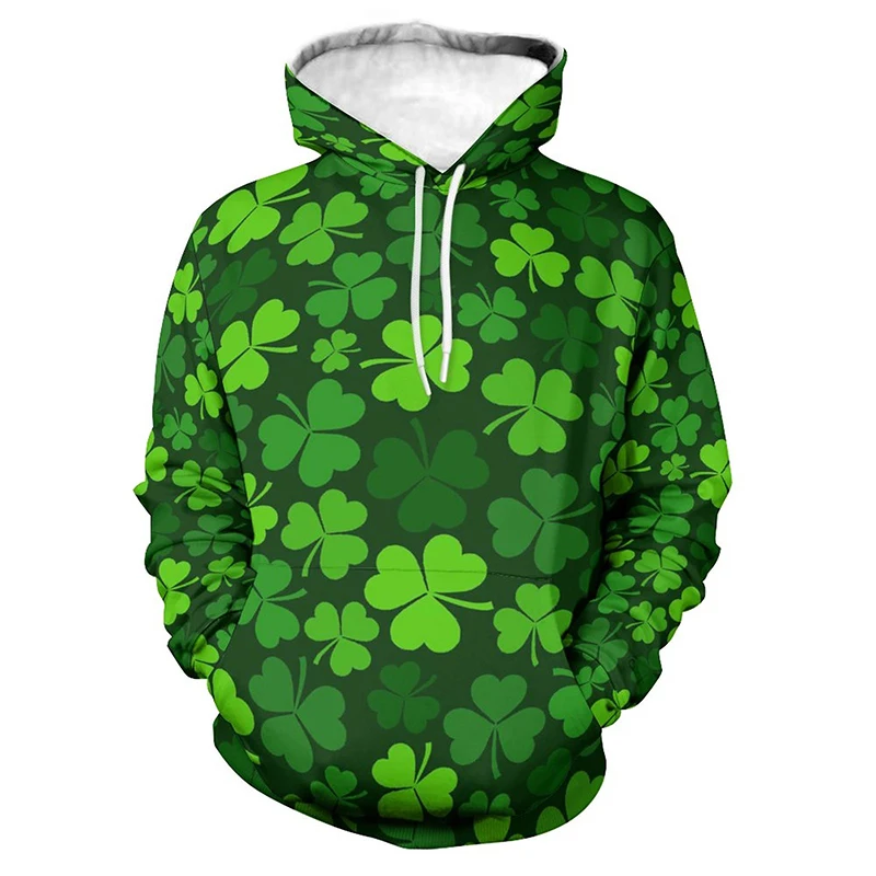 

Plant Lucky Clovers Graphic Hoodie Men Clothing 3D Floral Grass Printed New in Hoodies Sweatshirts Harajuku Fashion y2k Pullover