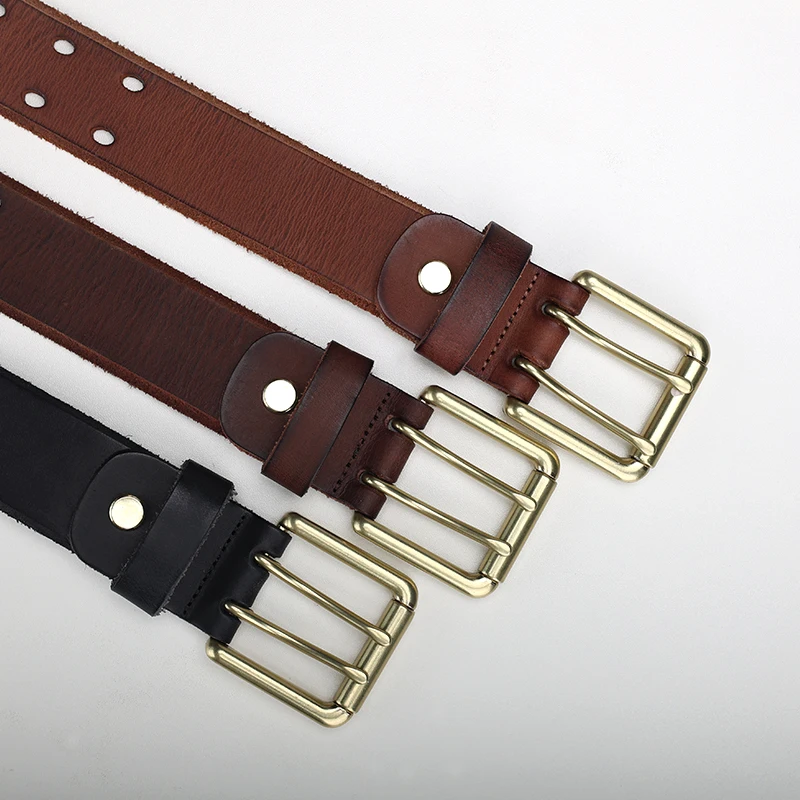 レトロなダブルピンh型バックルのメンズベルト、パーティーにもジーンズとの日常コーデにも適したクラシックスタイル。