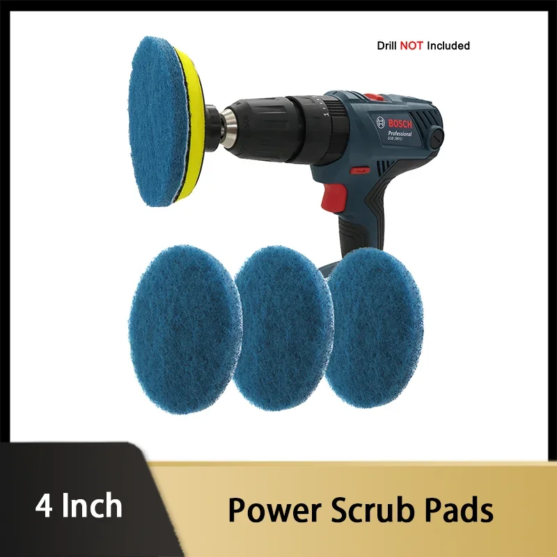 Blue Color 4-inch Power Scrub Pads 100MM 1/2/5 Pcs for Drill Polish Scouring Pad Hook & Loop Car Cleaning and Polishing