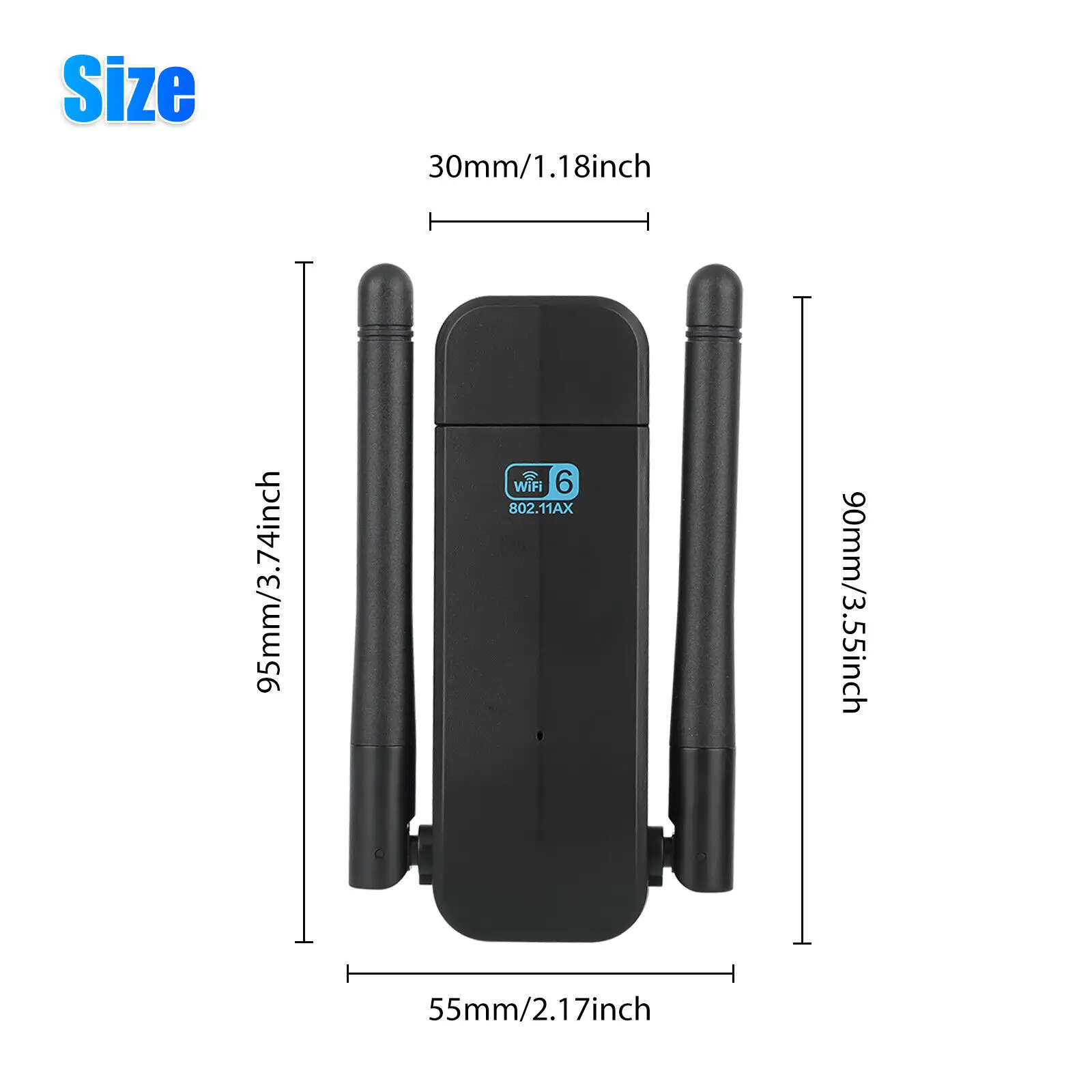 1800Mbps WiFi 6 USB Adapter 5G/2.4GHz USB3.0 Wi-fi Dongle Wireless 802.11ax Network Card High Gain Antenna For Windows 7 10 11