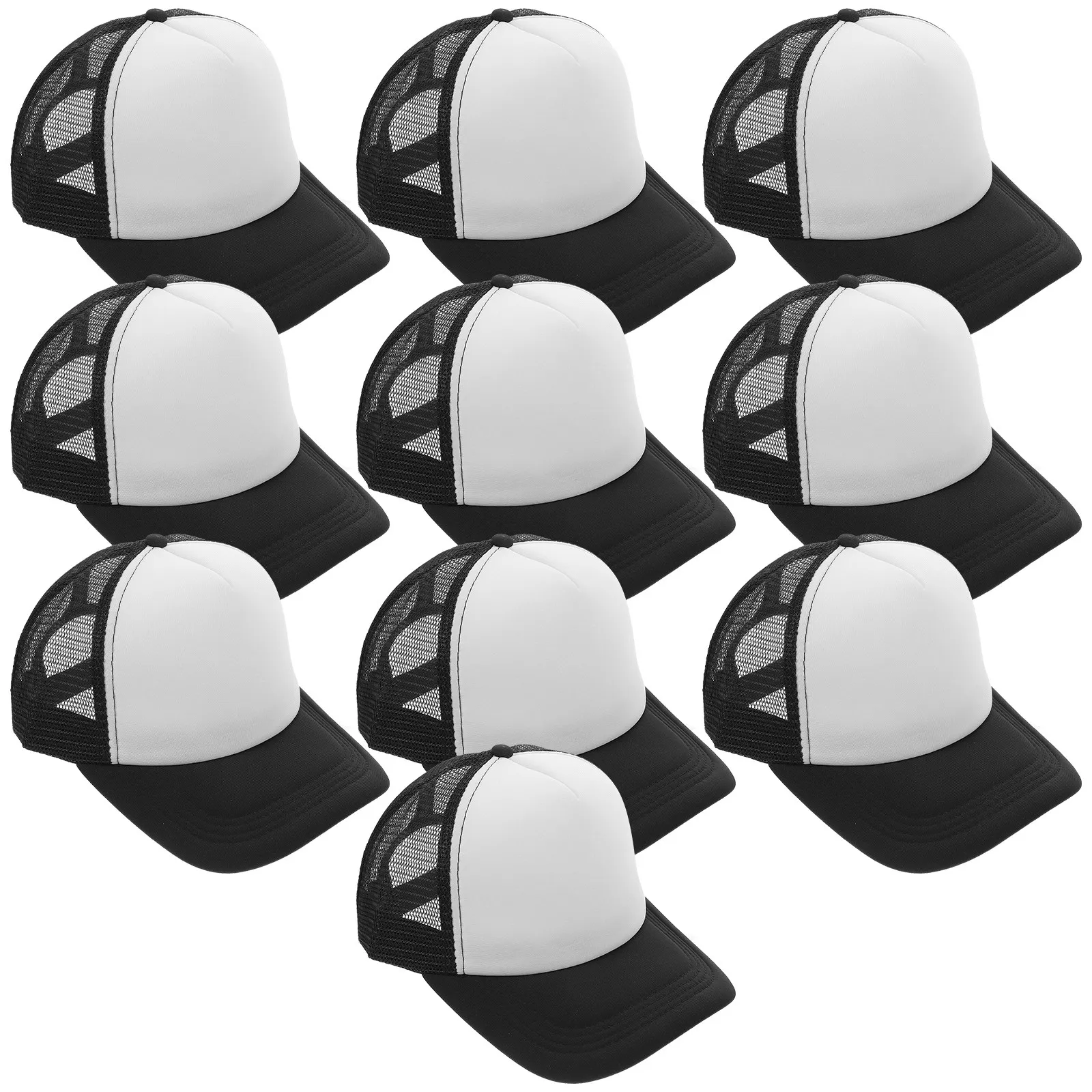 

10Pcs Blank Baseball Caps Mesh Design Breathable Sublimation Hats Adjustable Snapback DIY Heat Transfer Outdoor Summer Hat