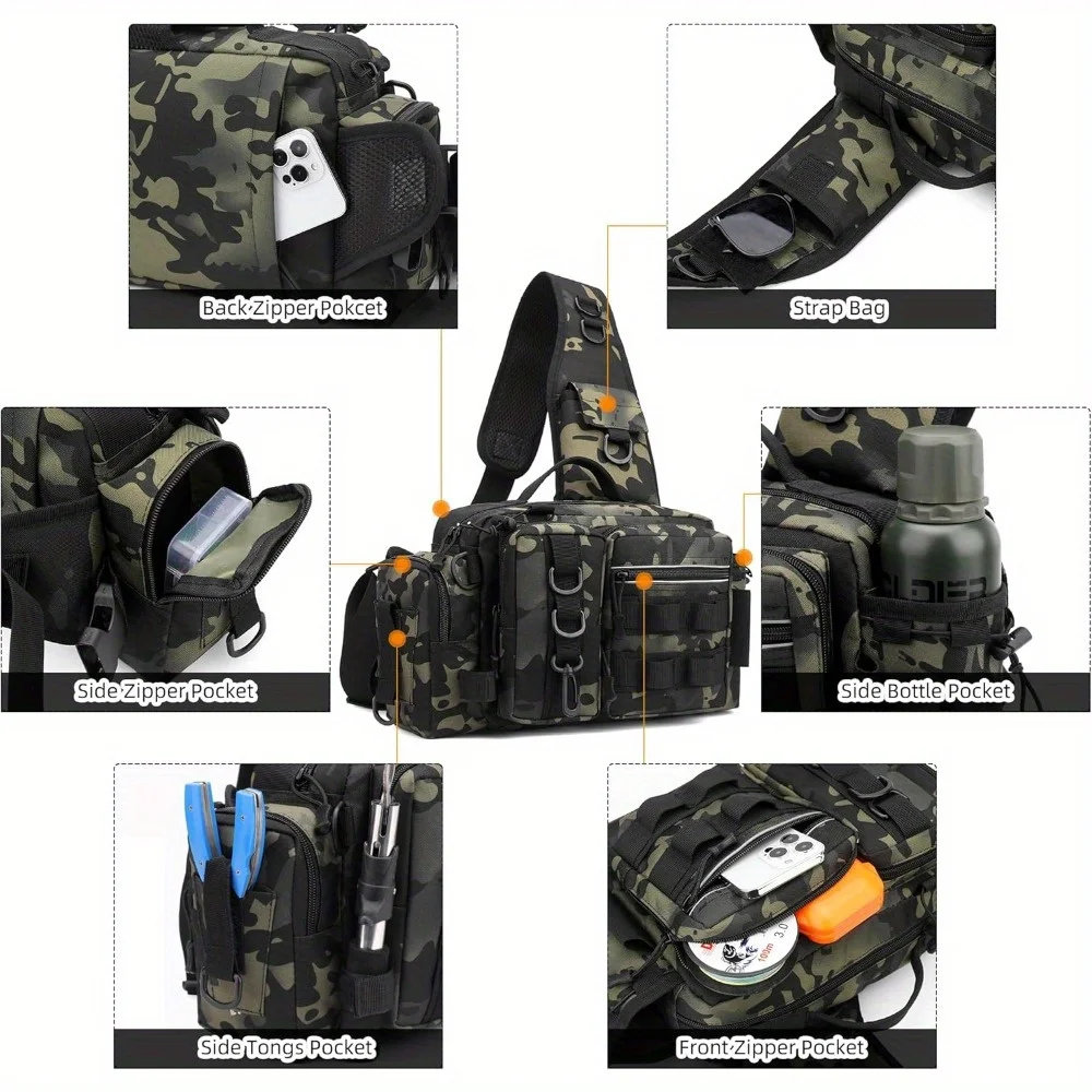 Fishing Tackle Backpack Fishing Waist Bag Fishing Tackle Shoulder Bag, Ideal for Fishing, Camping, Hiking and More 5