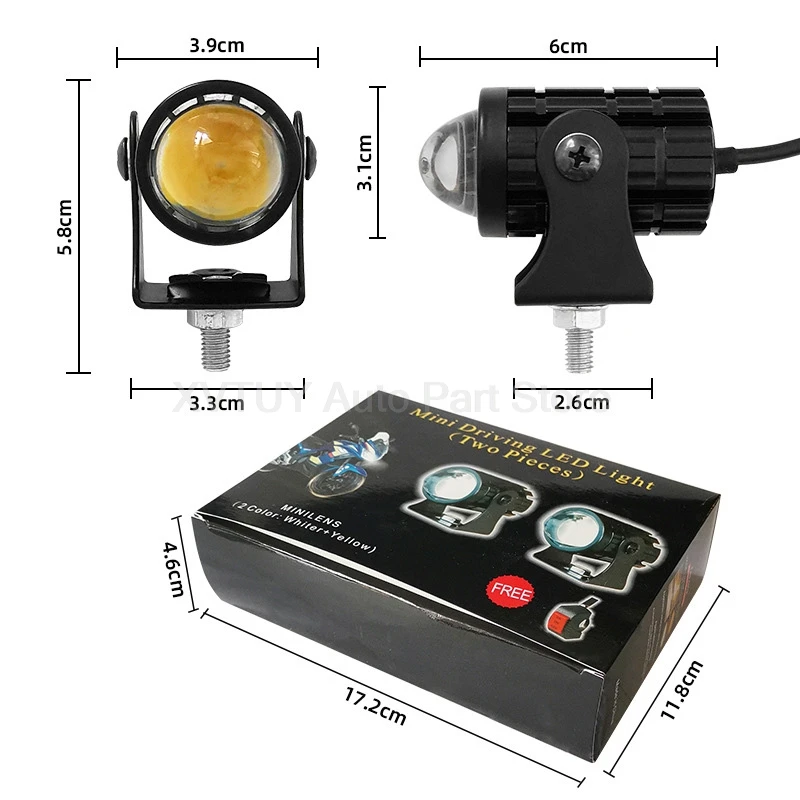 حار دراجة نارية الأضواء المصباح LED لونين صغير الصلب مدفع عالية منخفضة شعاع مقاوم للماء السوبر مشرق 8-80 فولت الجهد واسعة #6