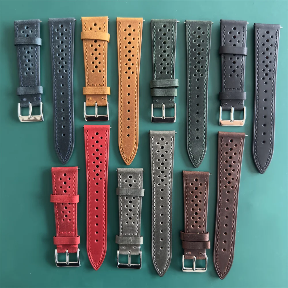 Quick Release Vintage Genuine Leather Watch Band 22mm Fit Men Women Breathable Watch Strap Bracelet Custom Logo Available