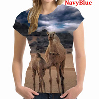 Personality Cool Camel 3D Printed T Shirts Women Fashion Printing Graphic Tee Shirt Women Short Sleeve