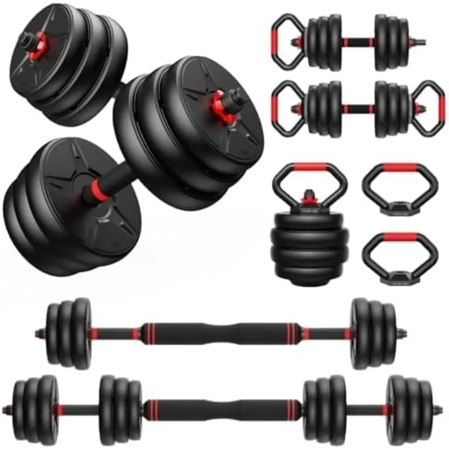 Adjustable Adjustable dumbbell set, 70lbs Free Weights set with upgraded nut, 4 in 1 Weight Set Used as Kettlebells, Barbell, Push up Stan - Aliexpress Deal
