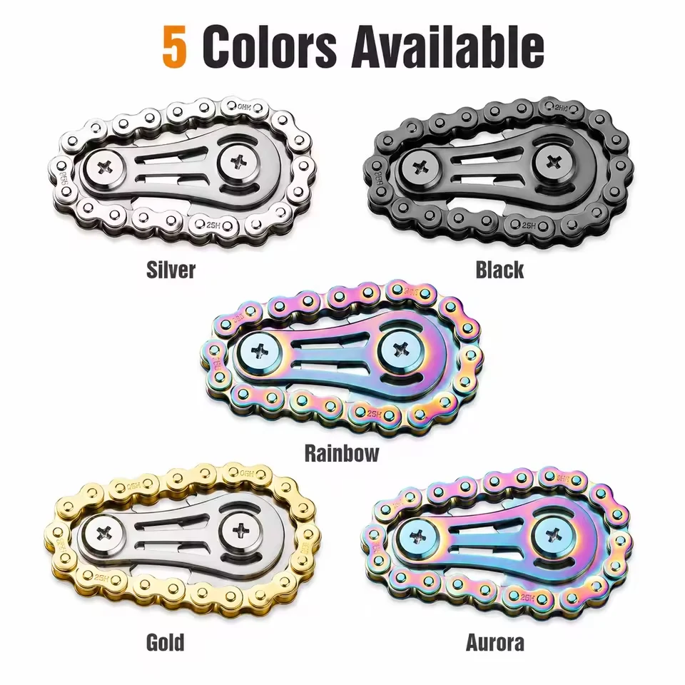 Metal Sprockets Flywheel Gear Fingertip Gyro Fidgeting Spinner Antistress Anxiety Bike Chains Spinner Fidget Toys for Adult
