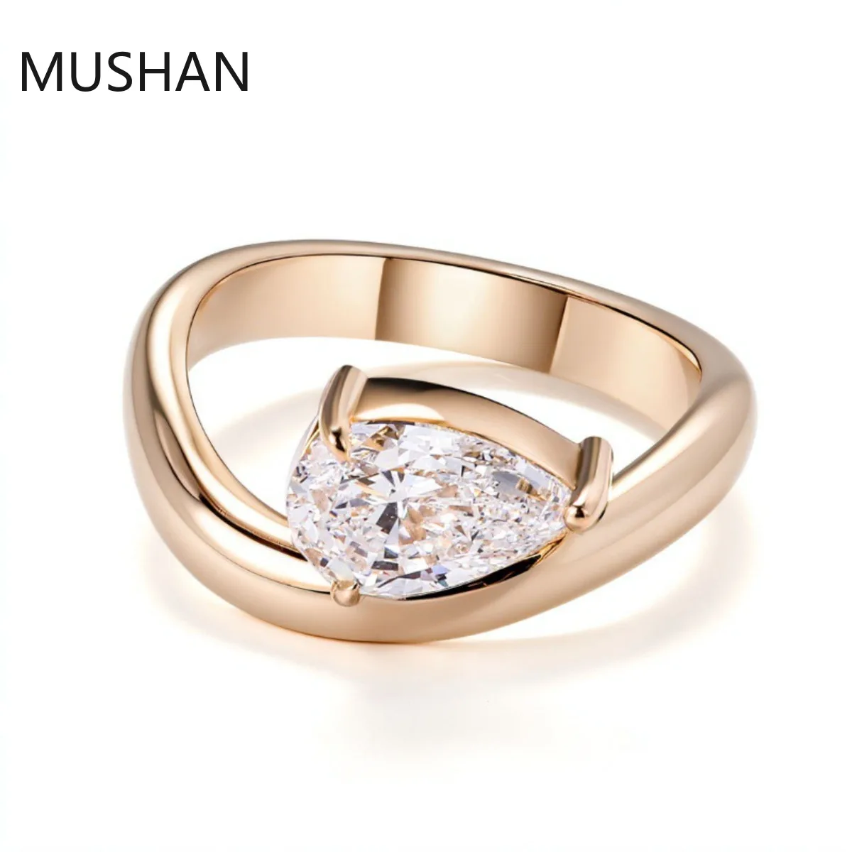 MUSHAN Luxury Custom 14K 18K Gold Rings Band Jewelry With Moissanite Diamond Lab Grown Gemstones Diamond Wedding Ring For Women view 4