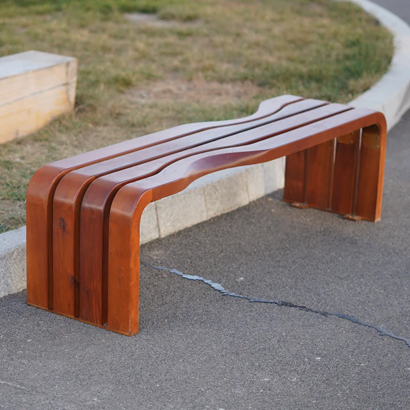 

Park Chair Outdoor Solid Wood Seat Creative Shopping Mall Square Landscape Garden Courtyard School Outdoor Chair Landscape Bench
