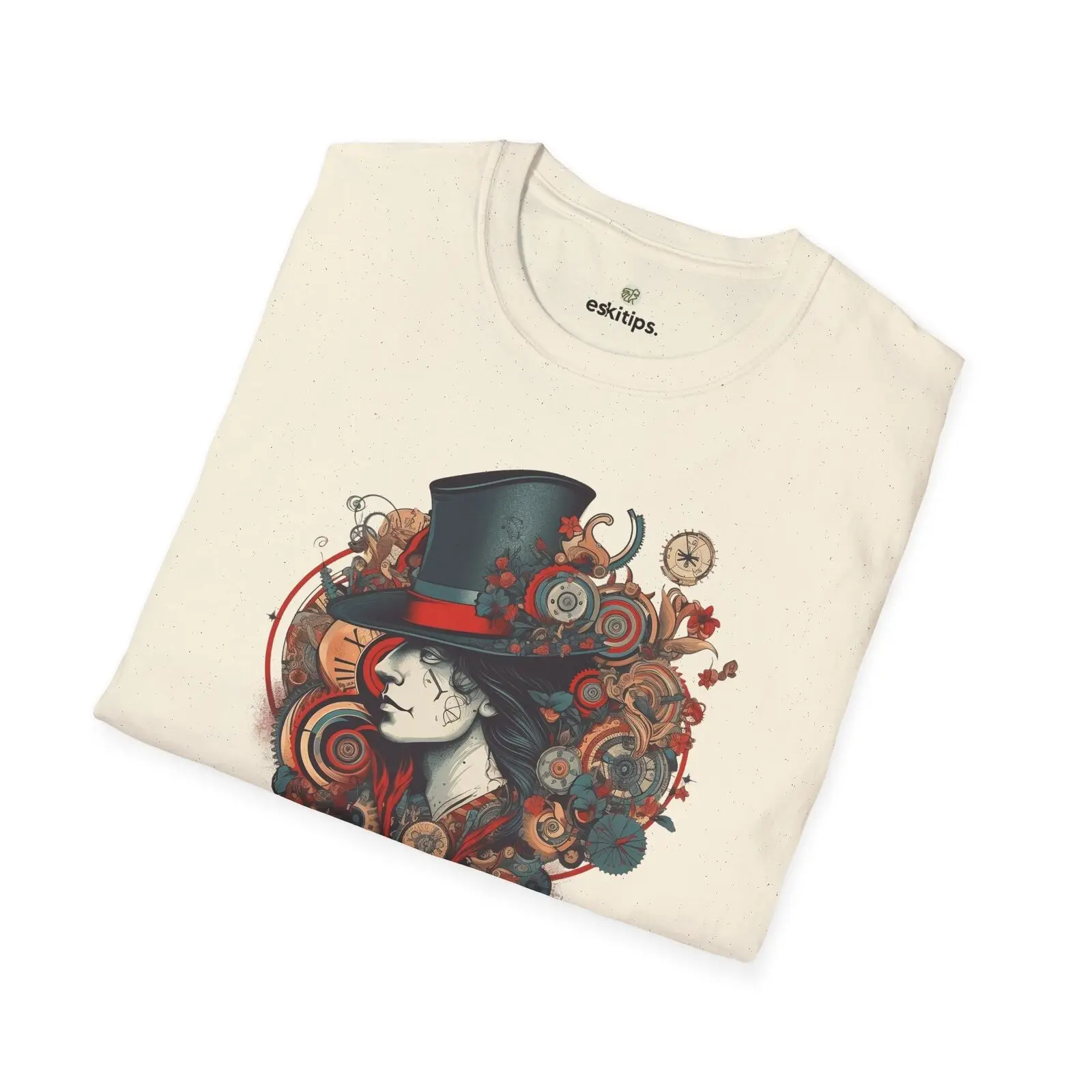 

Steampunk Art T-Shirt - Intricate Clockwork Design with Top Hat Figure
