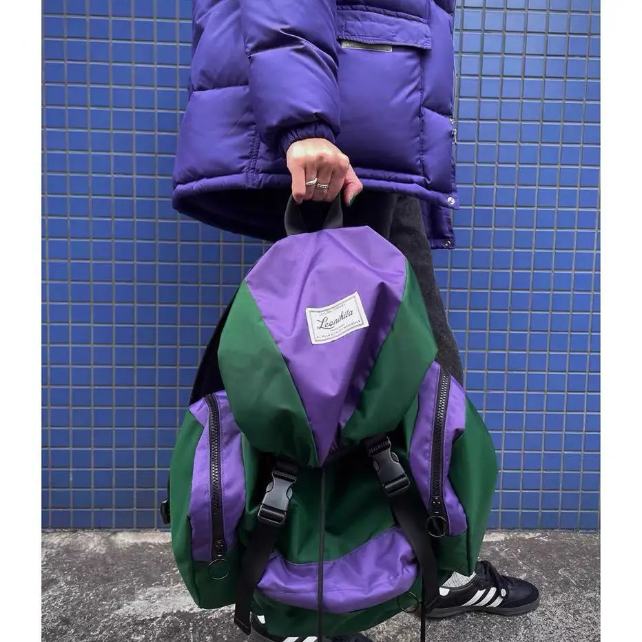 

Patchwork Contrast Color Fashion Backpacks Trendy All Match Travel Casual Backpack 2025 New Women Sweet Y2k Aesthetic Schoolbags