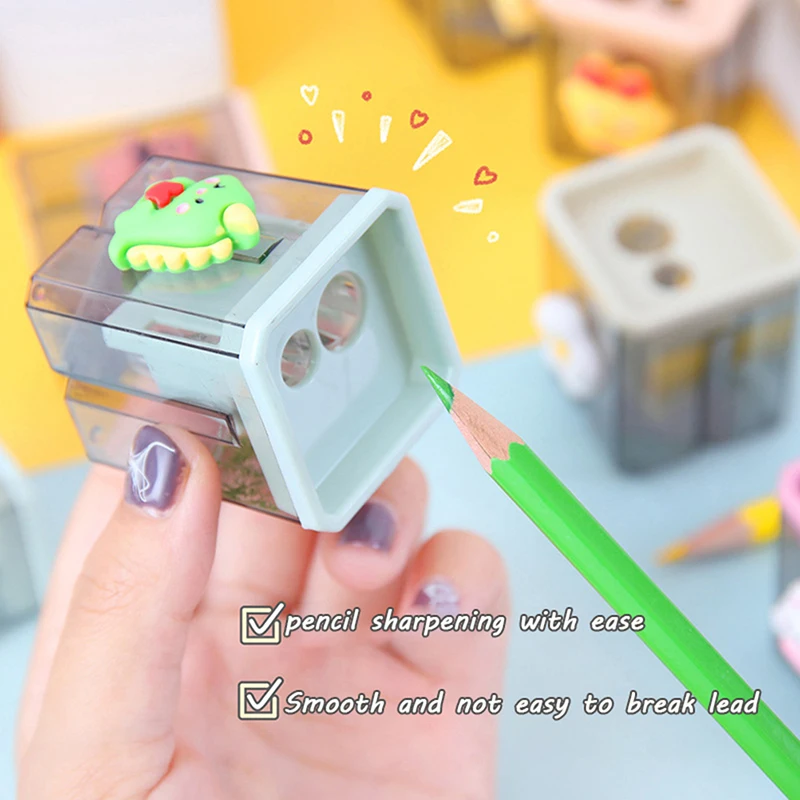 Pencil Sharpener Small Cute Cartoon Two Hole Sharpener Pencil Kawaii Stationery