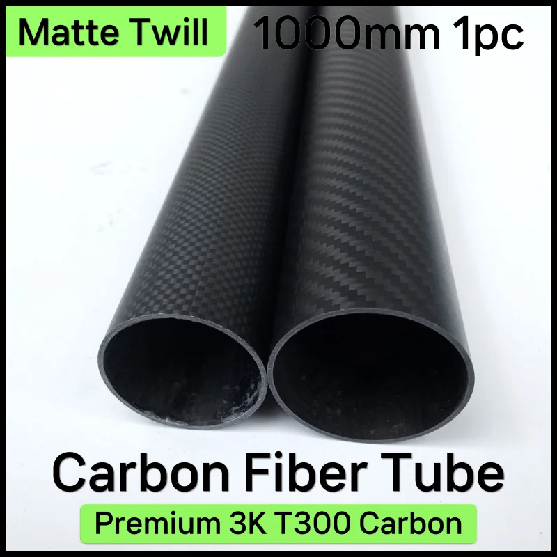 1000mm Carbon Fiber Tube 3K Hardness Composite Material OD 10mm 12mm 16mm 18mm 20mm 22mm 25mm 28mm 30mm 32mm 40mm 50mm 60mm