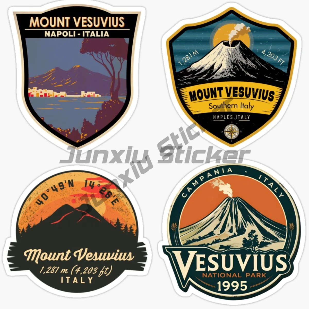 Vesuvius Volcano, Naples Bay, Italy, Pompeii Ancient City, Popular Tourist Attractions, Archaeology and Natural Landscapes Decal