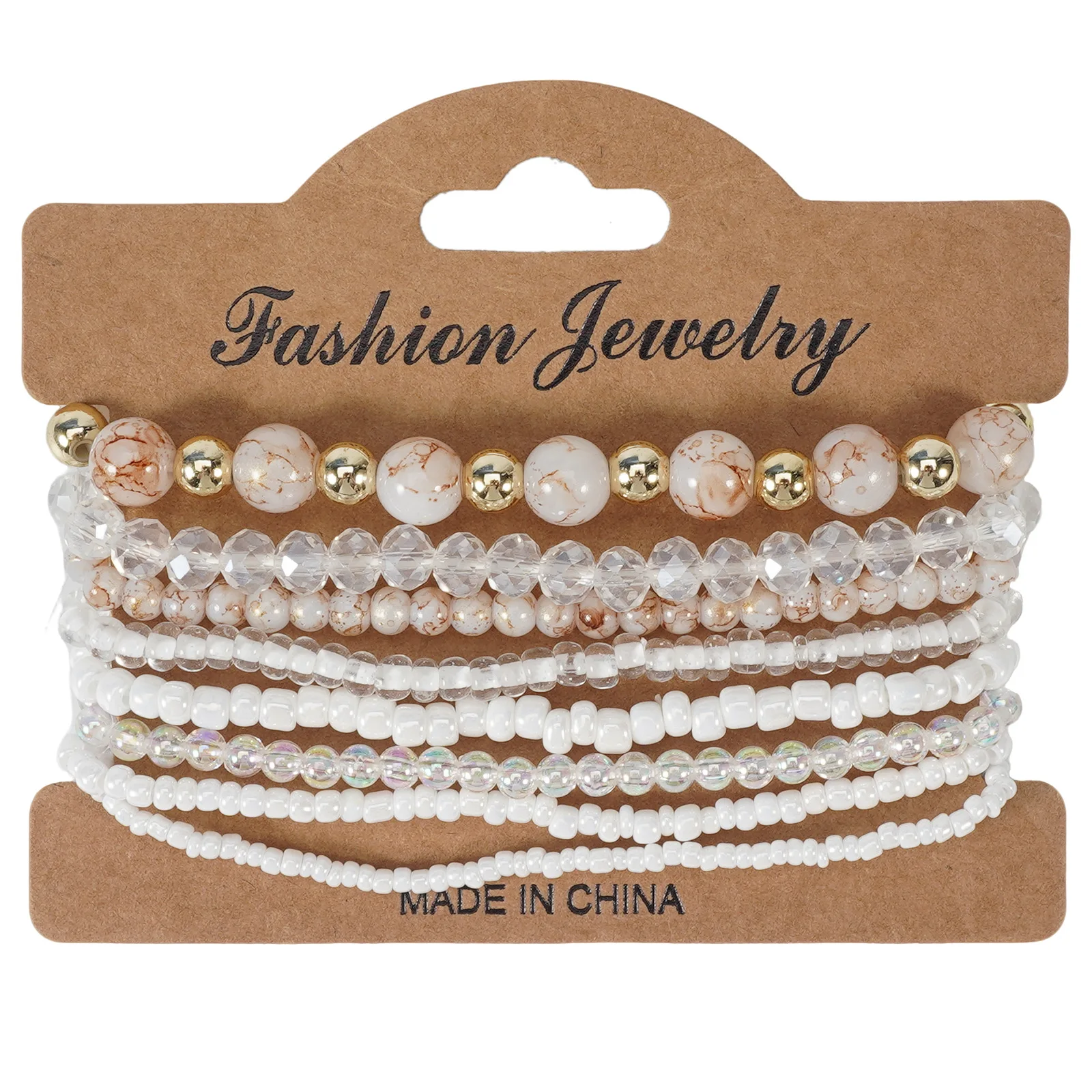 6PC Boho Layered Beaded Bracelet Set, Multicolor Adjustable Gift