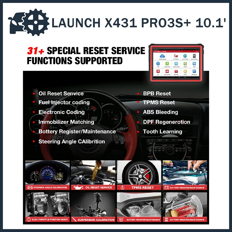 

LAUNCH X431 PRO3S+ 10.1' ALL In One Scanner Pro 3S Auto Car Diagnostic Tools Online ECU Coding 31+ Reset Active Test OBD2 Scannn