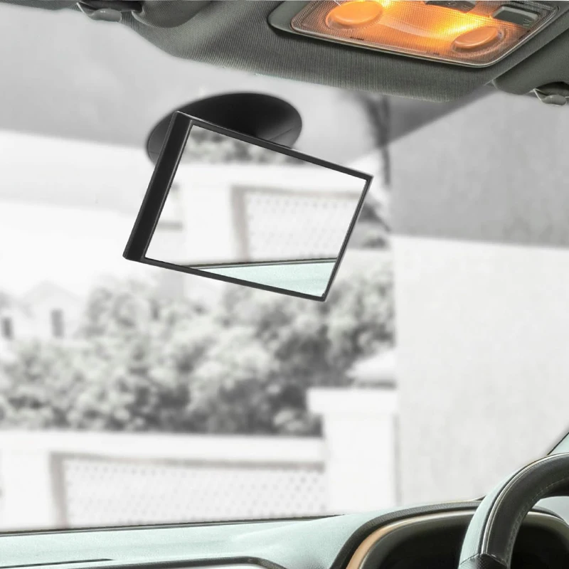 Car Suction Cup Rearview Mirror, Adjustable Wide-Angle Interior Mirror for Blind Spot Elimination
