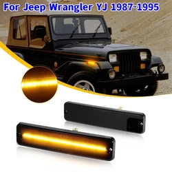 2Pcs Car LED Side Marker Lights Smoked Shell Amber Lamp For Jeep Wrangler YJ 1987-1995