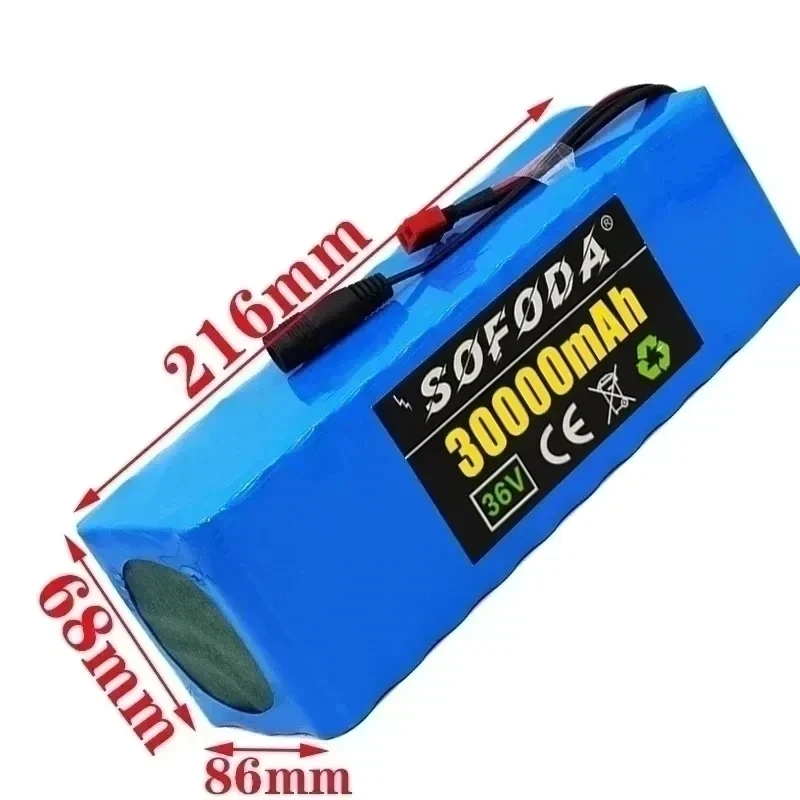 36V battery 10S4P 30Ah battery pack 1000W high power battery 42V 20000mAh Ebike electric bicycle BMS Capacity Indicator+charger