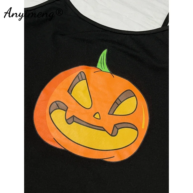 Halloween Women Tank Top Shorts Girl Sexy Lingerie Sleeveless Pijama HOT Prumpkin Nightie Summer Spaghetti Strap Pajamas Set