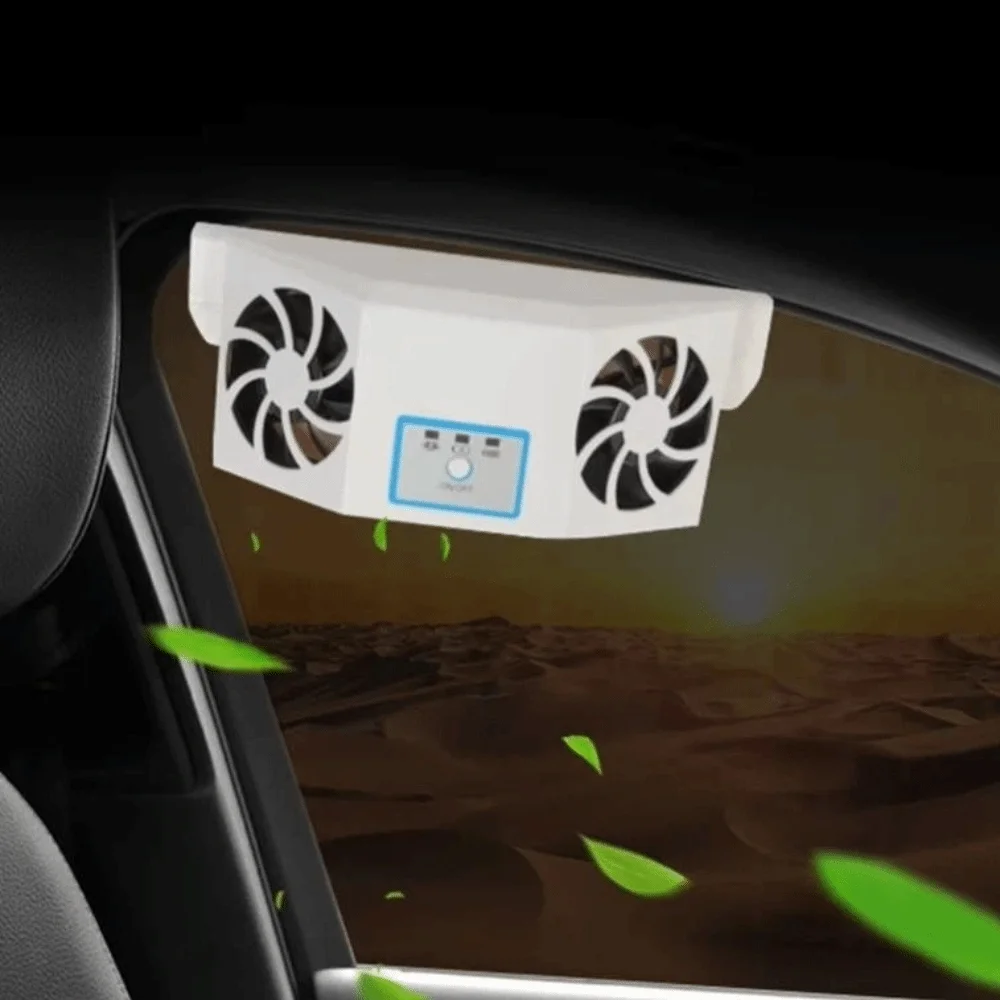 Solar Charging Auto Cooling Fan ventilation 3 Head/2 Head Car Air Cooler Electric High Wind Power Air Circulation Fan Backseat
