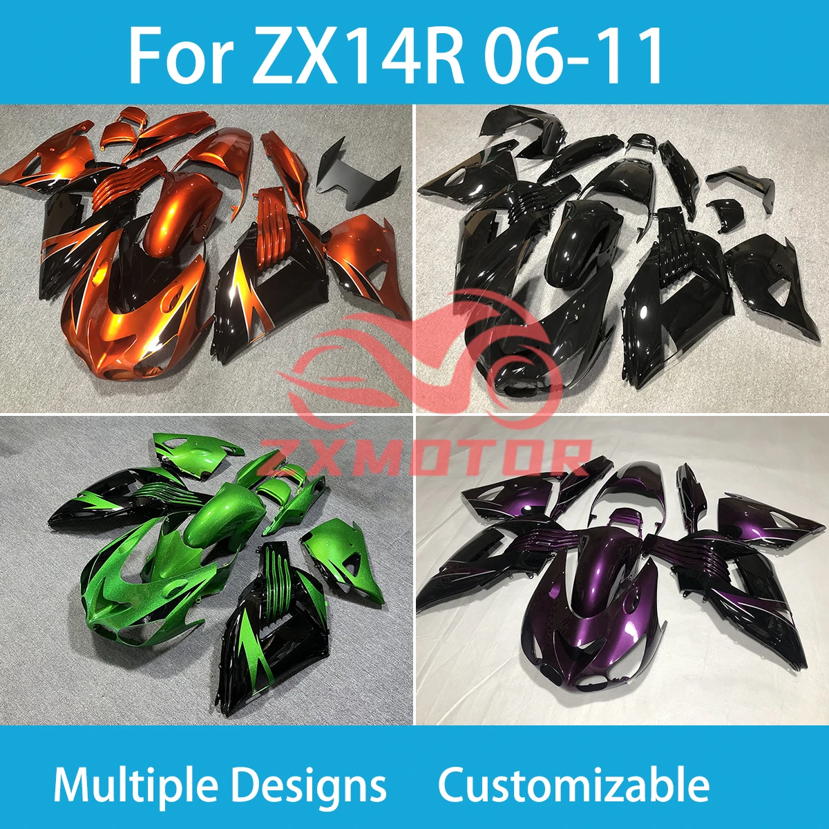 

Обтекатели для Kawasaki ZX14R 2006 2007 2008 2009 2010 2011, индивидуальный комплект обтекателей для мотоцикла ZXMT ZX-14R 06-11, новый