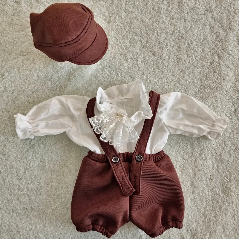 

2024 European and American crossborder newborn photography clothing props hats shirts shorts gentlemens elastic fabric 신생아촬영