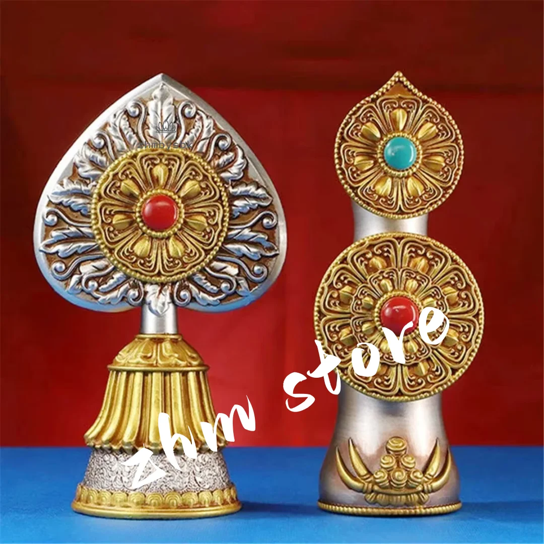 

2 Size Offered Duoma Shizi Colored Plated Buddhist Suppliers Tibetan Tranic Resin Carving Putting Decorate Instruments
