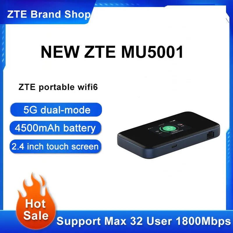 

NEW Original ZTE MU5001 5G Portable WiFi6 Mobile Card Router Cpe Wireless Network card 1800Mbps Gigabit Ethernet Port 5G Wi-Fi